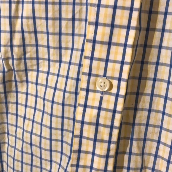 Men’s IZOD blue and yellow plaid button up - Picture 2 of 5